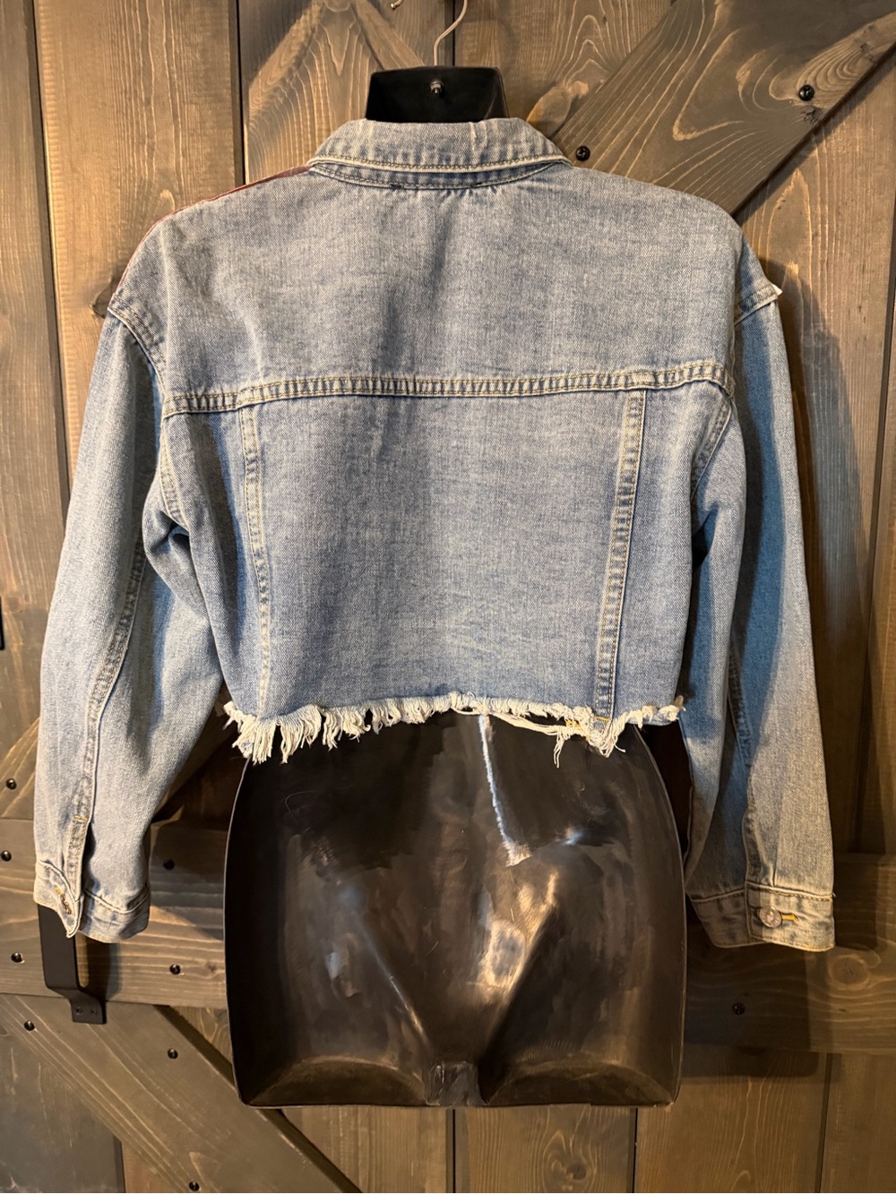 Bandana Patchwork Cropped Denim Jacket - Multicolor - Picture 5 of 8